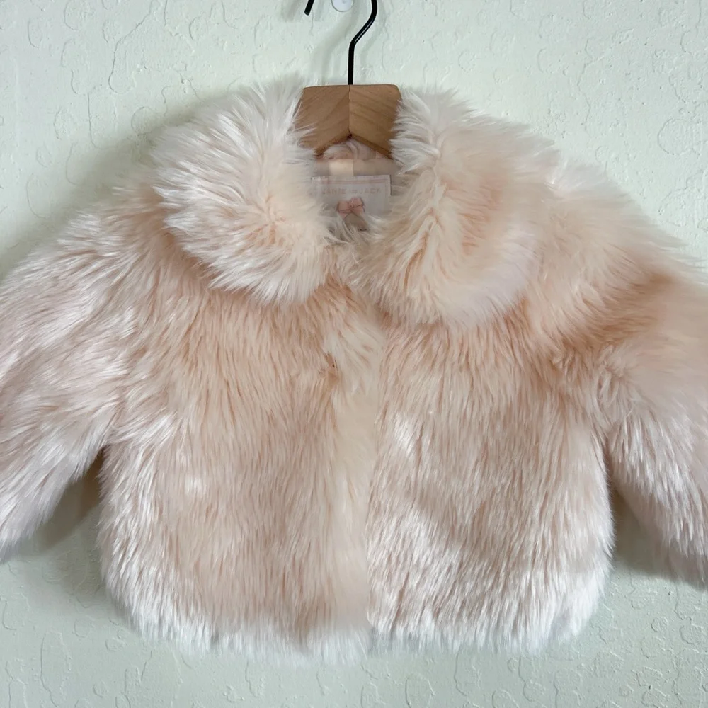 Janie and Jack Girls Faux Fur Jacket Coat 3 to 4 Years Pink Special Occasion